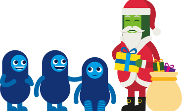 Foto: AKS-illustrasjoner AKS-figurer og julenisse med julegaver