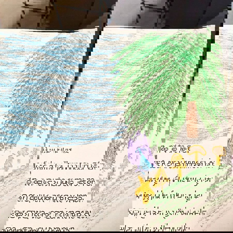 Elever tegne i bibliotek