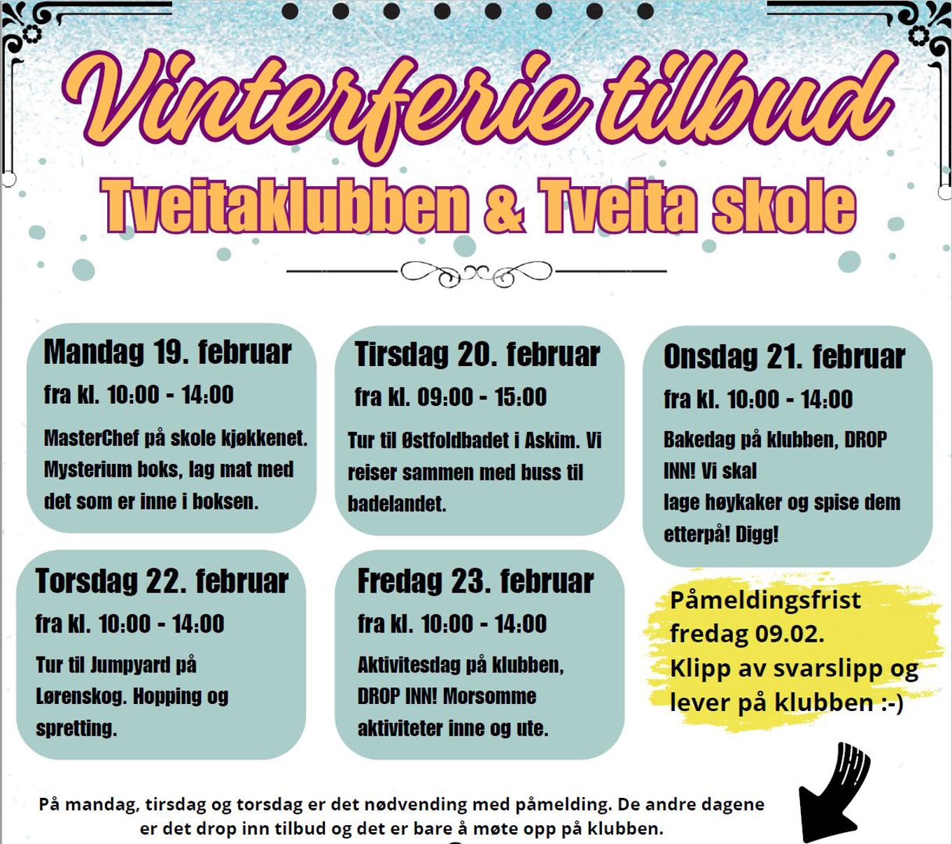 Vinterferietilbud for elever på 5.-7.trinn